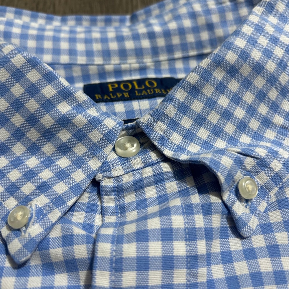 Polo Ralph Lauren Button Down Shirt 3XLT Blue Gingham Classic Fit Big and Tall - Picture 6 of 9